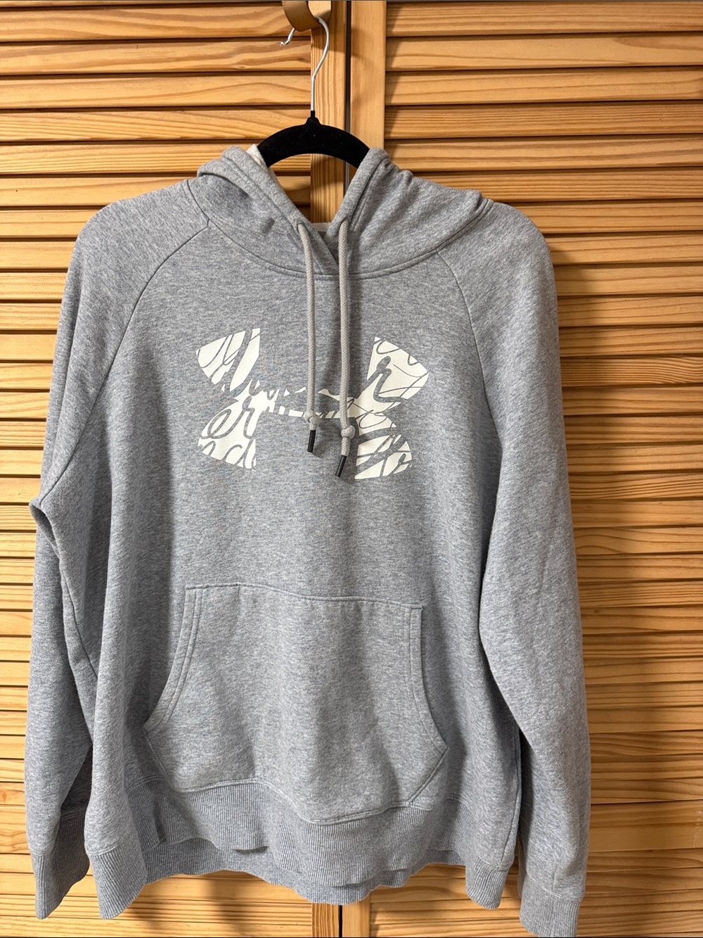 Under Armour Light Gray Pullover Hoodie with Printed Logo